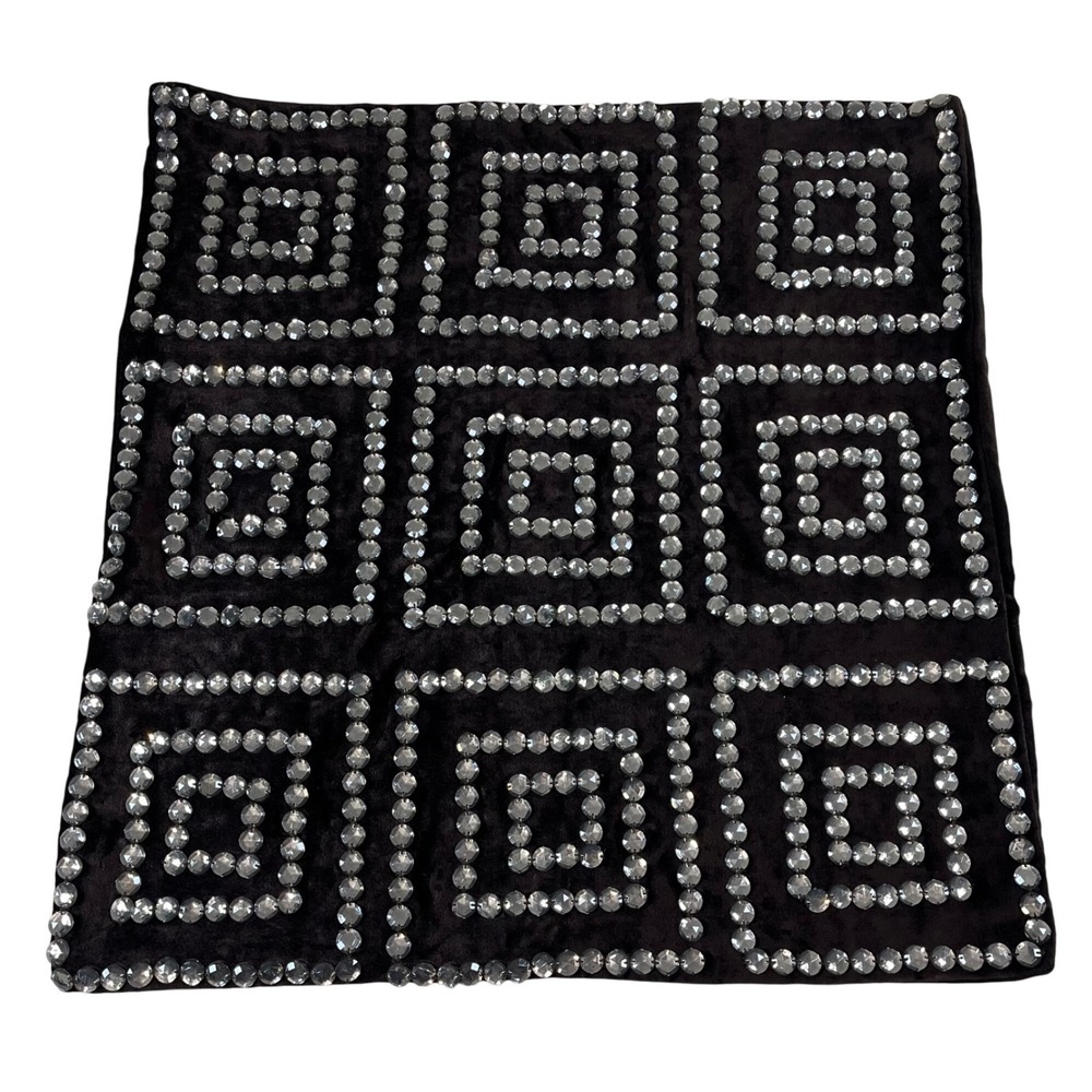 Brown Velvet‎ Chunky Rhinestone Zipper Pillow Cover 17"X17"